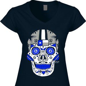 Dallas Cowboys inspired Sugar Skull - Womens Vneck